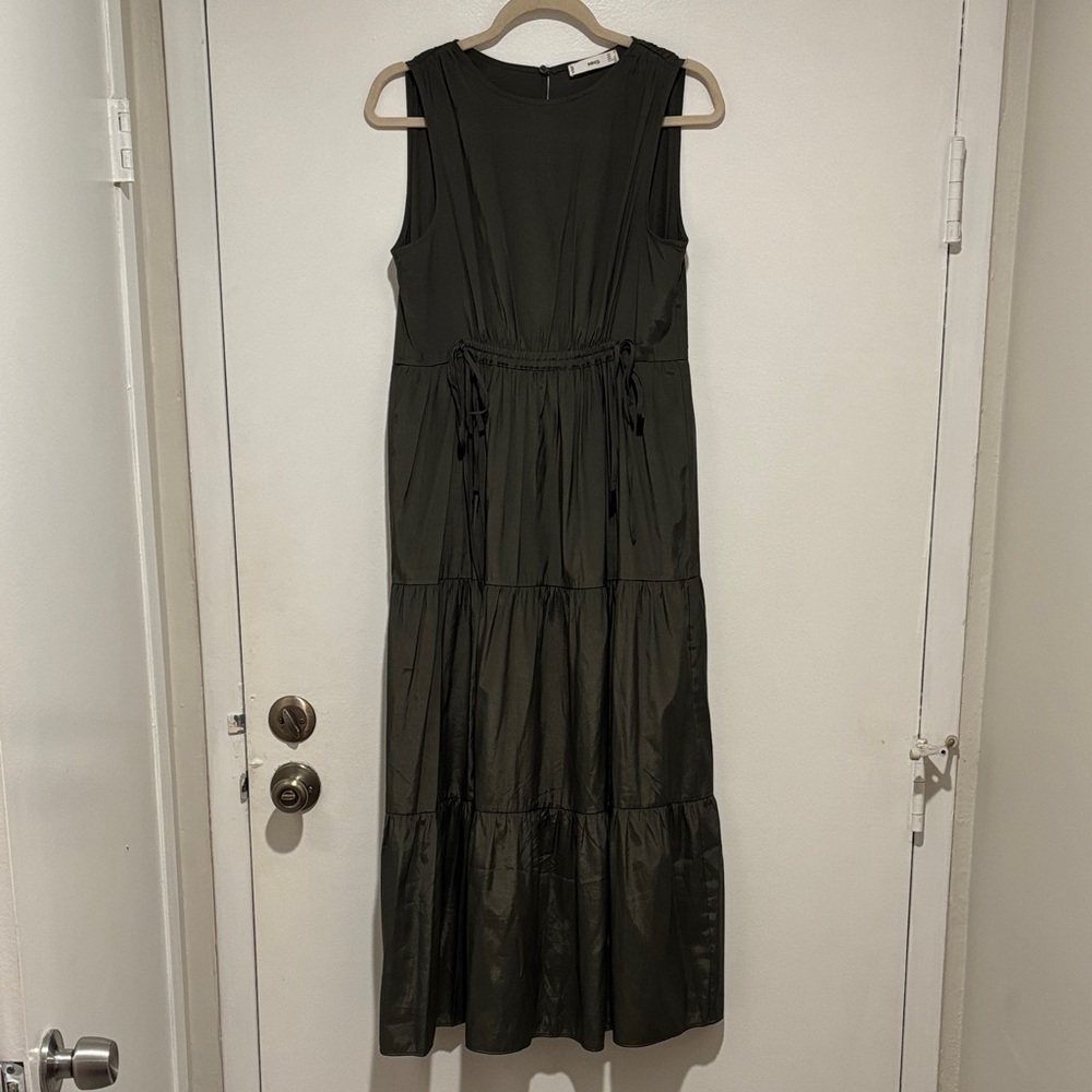 Mango Olive Green Sleeveless Maxi Dress